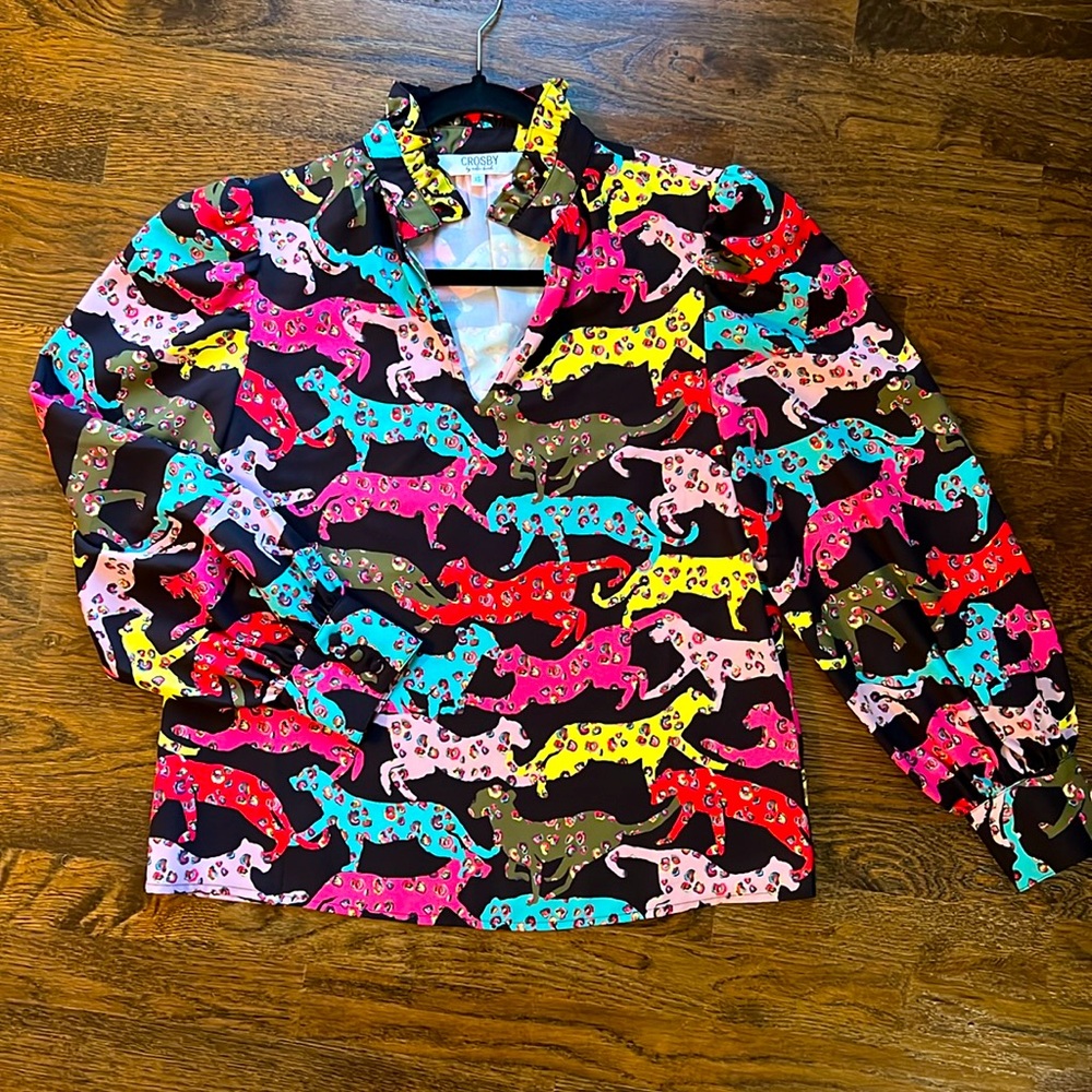 Crosby by Mollie Burch Blouse with Abstract cheetah/leopard print